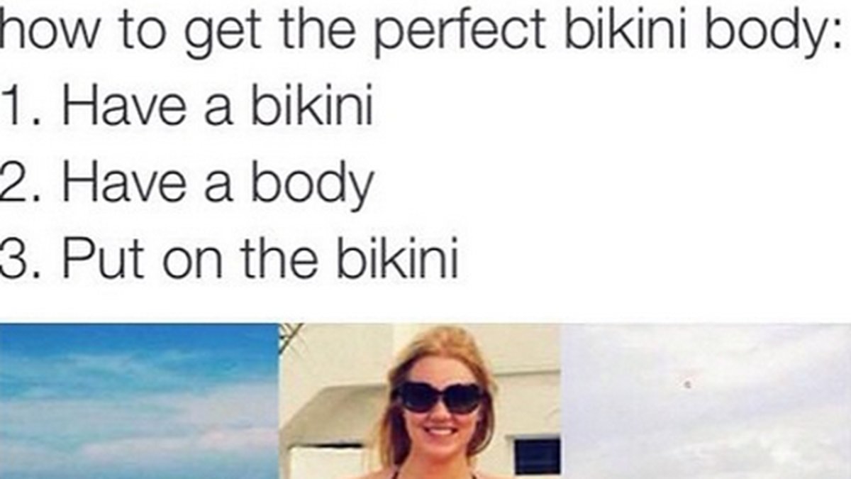 Blondinbella bjöd både sina Facebook-fans och Instagramföljare på tre tips för att få den perfekta bikinikroppen.